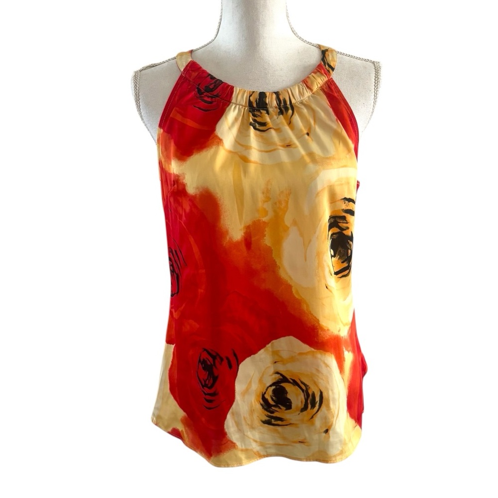 White House Black Market Floral Keyhole Top